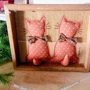 Folk Brown Cat Duo Wall Decor